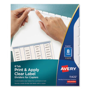 3-Hole Punched; 8 Tab Style; AVERY; Binder Index; Clear Tab; Copier Indexes; Divider; Index Maker; Index Tabbed; Indexes; Printer/Copier; Printer/Copier Indexes; Ring Binder Indexes; Subject Divider; Tab; Tab Divider; Tabs; White Dividers; White Dividers for Copiers; Index Dividers; 8 tab; index dividers; Recordkeeping; Filing; Systems; Cataloging; Classification