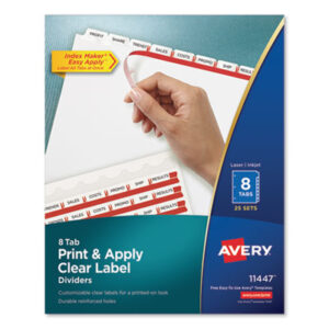 25 Sets per Box; 3-Hole Punched; 8-Tab Style; AVERY; Binder Index; Divider; Index Maker; Index Tabbed; Indexes; Laser Printer; Printer/Copier; Ring Binder Indexes; Subject Divider; Tab; Tab Divider; Tabs; White Dividers; White Tab; 8 tab; index dividers; Recordkeeping; Filing; Systems; Cataloging; Classification