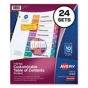 1-10 Tab Titles; Binder Index; Divider; Dividers; Index Dividers; Indexes; Inkjet Printer; Inkjet/Laser; Laser Printer; Multicolor; Numerical; Printer; Ready Index; Ring Binder; Subject Divider; Tab; Tab Divider; Table of Contents; 10 Tab; Index Dividers; Preprinted Tabs; Recordkeeping; Filing; Systems; Cataloging; Classification