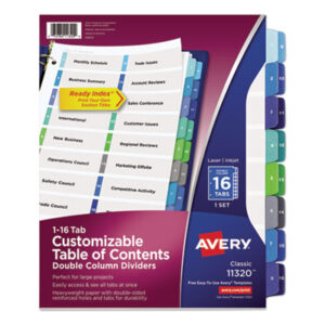 Alphabetical; Binder Index; Divider; Index Binder; Subject Divider; Tab Divider; Tab Titles A-Z; Table of Contents; Tabs; Title Inserts; 15 tab; index dividers; preprinted; Recordkeeping; Filing; Systems; Cataloging; Classification; AVERY