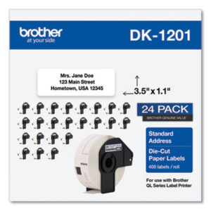 Address Labels;Die-Cut; Label Maker Labels; Labelmaker Labels; White Paper; Identifications; Classifications; Stickers; Shipping; Receiving; Mailrooms; Brother