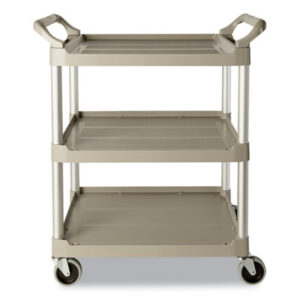 Three-Shelf Service Cart; Worksurfaces; Pedestals; Platforms; Dollies; Trolleys; Furniture; Rubbermaid Commercial