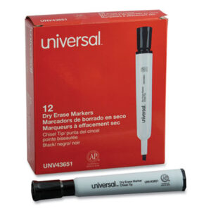 (UNV43651)UNV 43651 – Dry Erase Marker, Broad Chisel Tip, Black, Dozen by UNIVERSAL OFFICE PRODUCTS (12/DZ)