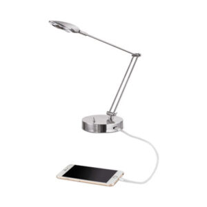 (ALELED900S)ALE LED900S – Adjustable LED Task Lamp with USB Port, 11w x 6.25d x 26h, Brushed Nickel by ALERA (1/EA)