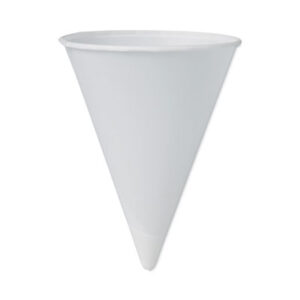 4 oz. Size; Beverage; Cone; Cups; Cups & Dispensers; Food & Beverage; Food & Beverage Supplies; Kitchen Supplies; Paper; SOLO; Water; White; Hospitality; Cafeterias; Restaurants; Cafes; Beverages; Stations; Glass; SLO4BR2050BG