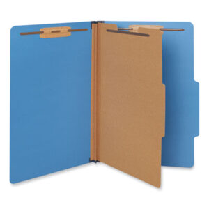 4-Section; Classification; Classification Folders; Cobalt Blue; Divider; Fastener; File Folders; Folder; Legal Size; Partitioned; Pressboard; Prong Fastener; Recycled Product; Recycled Products; Sectional; Top Tab; UNIVERSAL; Files; Pockets; Sheaths; Organization; Classify