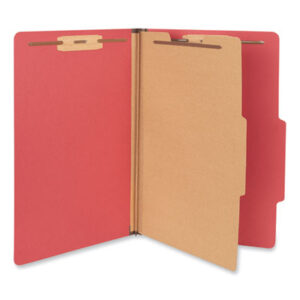 4-Section; Classification; Classification Folders; Divider; Fastener; File Folders; Folder; Legal Size; Partitioned; Pressboard; Prong Fastener; Recycled Product; Recycled Products; Ruby Red; Sectional; Top Tab; UNIVERSAL; Files; Pockets; Sheaths; Organization; Classify