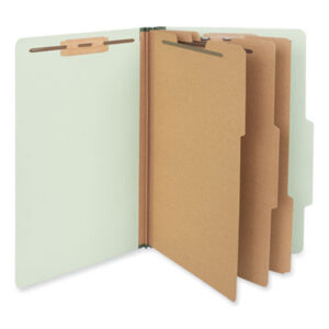 (UNV10296)UNV 10296 – Eight-Section Pressboard Classification Folders, 3" Expansion, 3 Dividers, 8 Fasteners, Legal Size, Green Exterior, 10/Box by UNIVERSAL OFFICE PRODUCTS (10/BX)