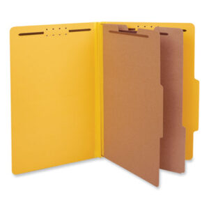 (UNV10314)UNV 10314 – Bright Colored Pressboard Classification Folders, 2" Expansion, 2 Dividers, 6 Fasteners, Legal Size, Yellow Exterior, 10/Box by UNIVERSAL OFFICE PRODUCTS (10/BX)