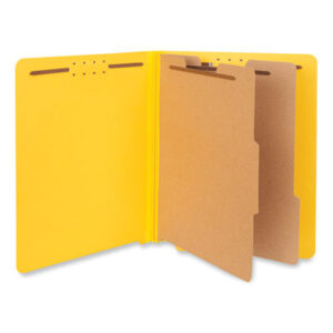 (UNV10319)UNV 10319 – Deluxe Six-Section Pressboard End Tab Classification Folders, 2 Dividers, 6 Fasteners, Letter Size, Yellow, 10/Box by UNIVERSAL OFFICE PRODUCTS (10/BX)