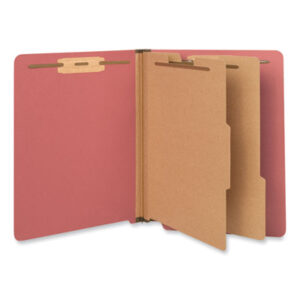 6-Section; Bright Red; Classification Folders; Colored; End Tab; End Tab Folder; Fastener Folders; File Folders; Folders; Letter Size; Open Shelf File Folders; Pressboard; Recycled Product; UNIVERSAL; Files; Pockets; Sheaths; Organization; Classify; NATSP17372