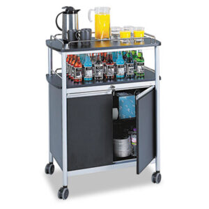 Beverage Cart; Black/Metallic Gray; Carts; Mobile Beverage Cart; Refreshment Cart; SAFCO; Service Carts; Worksurfaces; Pedestals; Platforms; Dollies; Trolleys; Furniture