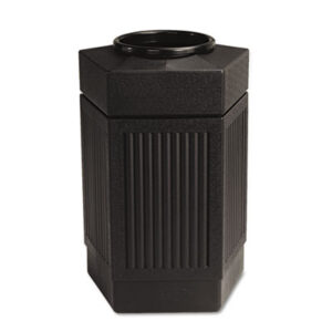 30-Gallon Receptacle; Black Receptacle; Pentagon Receptacle; Outdoor Receptacles; Receptacle; Refuse Containers & Liners; SAFCO; Trash Cans; Trophy Collection; Trophy Receptacles; Waste Containers; Waste Receptacle; Dumpster; Kitchen Bin; Litter; Dustbin; Junk; Trash; Garbage