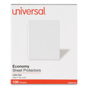 (UNV21130)UNV 21130 – Top-Load Poly Sheet Protectors, Economy, Letter, 100/Box by UNIVERSAL OFFICE PRODUCTS (100/BX)