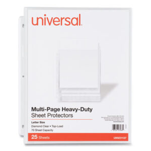 (UNV21137)UNV 21137 – Top-Load Poly Sheet Protectors, Heavy Gauge, Letter Size, Clear, 25/Pack by UNIVERSAL OFFICE PRODUCTS (25/PK)