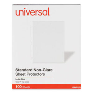 (UNV21121)UNV 21121 – Standard Sheet Protector, Standard, 8.5 x 11, Clear, Non-Glare, 100/Box by UNIVERSAL OFFICE PRODUCTS (100/BX)