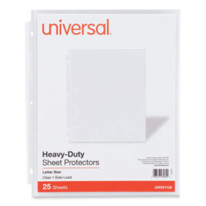 (UNV21136)UNV 21136 – Side-Load Poly Sheet Protectors, Heavy Gauge, Letter Size, Clear, 25/Pack by UNIVERSAL OFFICE PRODUCTS (25/PK)