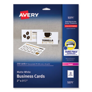 2 x 3-1/2 Card Size; AVERY; Business Cards; Card Stock; Cards; Laser; Laser Printer; Paper; White; Marketing; Networking; Calling-Cards; Self-Promote; Contact-Information; Promotion