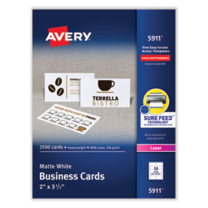 2 x 3-1/2 Card Size; AVERY; Business Cards; Card Stock; Cards; Laser; Laser Printer; Paper; White; Marketing; Networking; Calling-Cards; Self-Promote; Contact-Information; Promotion