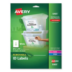 All-Purpose; ID Labels; Label; Labels; Laser; Laser Printer; Removable; Self-Adhesive; White; Identifications; Classifications; Stickers; Shipping; Receiving; Mailrooms; AVERY