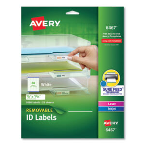 All-Purpose; ID Labels; Label; Labels; Laser; Laser Printer; Removable; Self-Adhesive; White; Identifications; Classifications; Stickers; Shipping; Receiving; Mailrooms; AVERY