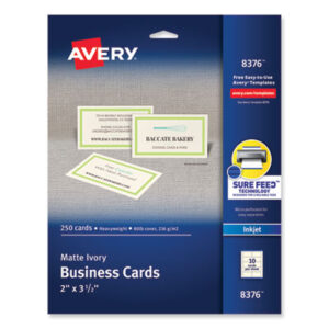 2 x 3-1/2 Card Size; AVERY; Business Cards; Card Stock; Cards; Inkjet; Inkjet Printer; Paper; Ivory; Marketing; Networking; Calling-Cards; Self-Promote; Contact-Information; Promotion