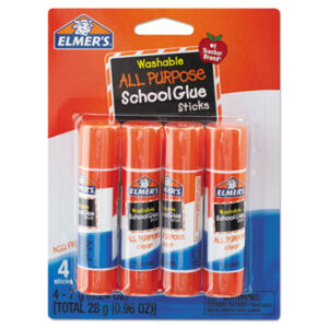 Borden; ELMERS; Extra-Strength Glue Stick; Glue; Stick; .24 oz.; 4/Pack; Elmer&apos;s Glue Sticks; Glue Pen; Glue Stick; HUNT; Clear Application; Bonding; Affixers; Hobbies; Crafts; Education; Teachers; Classroom; Art