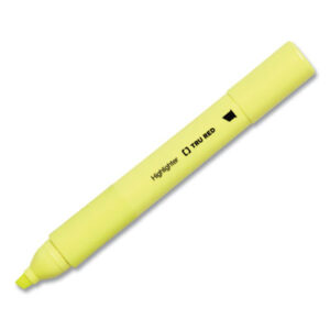 (TUD24376658)TUD 24376658 – Pen Style Chisel Tip Highlighter, Yellow Ink, Chisel Tip, Yellow Barrel, Dozen by TRU RED (12/DZ)