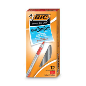 Ballpoint; Ballpoint Pen; BIC; Blue Ink; Medium Point; Pens; Round Stic Grip Pen; Stick Pen; Writing; Instruments; Utensils; Inkers; Schools; Education; Students; easy glide