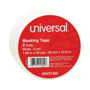 (UNV51302)UNV 51302 – General-Purpose Masking Tape, 3" Core, 48 mm x 54.8 m, Beige, 2/Pack by UNIVERSAL OFFICE PRODUCTS (2/PK)