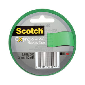 (MMM3437PGR)MMM 3437PGR – Expressions Masking Tape, 3" Core, 0.94" x 20 yds, Primary Green by 3M/COMMERCIAL TAPE DIV. (1/RL)