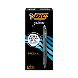 BIC; Black Ink; Medium Point; Pen; Pens; Retractable; Roller Ball; Roller Ball Pens; Gelocity Gel; Writing; Instruments; Utensils; Inkers; Schools; Education; Students