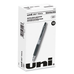 (UBC70126)UBC 70126 – 207 Mechanical Pencil, 0.7 mm, HB (#2), Black Lead, Black Barrel, Dozen by UNI (12/DZ)