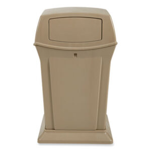 35-Gallon Container; Beige Container; Fire-Safe Container; Outdoor Container; Ranger Container; RUBBERMAID; Waste Containers; Dumpster; Kitchen Bin; Litter; Dustbin; Junk; Trash; Garbage