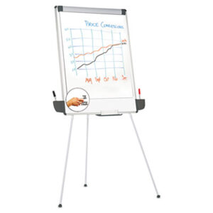 (UNV43031)UNV 43031 – Dry Erase Board with Tripod Easel and Adjustable Pen Cups, 29 x 41, White Surface, Silver Frame by UNIVERSAL OFFICE PRODUCTS (1/EA)