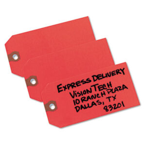 4-3/4 x 2-3/8; AVERY; Baggage Tag; Red; Shipping; Shipping Tag; Tag; Tags; Unstrung; Inventory-Cards; Pricing; identifiers; Distinguishing; Tracking; Retail