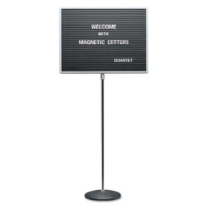 24w x 18h Board; 45" - 62" high; Adjustable Height; Boards; Changeable Letter Board; Crowd Control Sign; Magnetic Board; Magnetic Letter; Message Board; QUARTET; Radius Corners; Sign; Stand; Chrome Pedestal; Classrooms; Schools; Education; Meeting-Rooms; Teachers