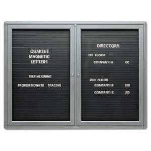 48w x 36h; Acrylic Doors; Aluminum Frame; Board; Boards; Changeable Letter; Changeable Letter Board; Directory; Enclosed; Graphite Frame; Letter Board; Magnetic Letter; Magnetic Letter Board; Message Board; QUARTET; Showcase; Sign; Classrooms; Schools; Education; Meeting-Rooms; Teachers