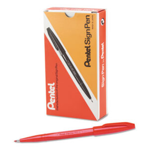 Red Ink; Felt Tip; Felt Tip Pen; Pens; PENTEL; Porous; Porous Point; Porous Point Pens; Sign Pen; S520; Writing; Instruments; Utensils; Inkers; Schools; Education; Students