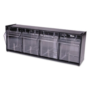 4-Bin; Bin; Bin Box; Black; Boxes; DEFLECTO; Horizontal; Interlocking Storage System; Organizer; Parts Bins; Parts Organizers; Small Parts Bins; Storage; Tilt Bin; Tool; Tools; Four-Bin; Containers; Cartons; Cases; Crates; Files