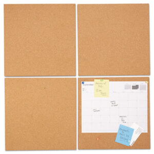 (UNV43404)UNV 43404 – Cork Tile Panels, 12 x 12, Brown Surface, 4/Pack by UNIVERSAL OFFICE PRODUCTS (4/PK)