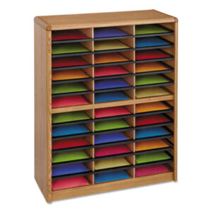 36 Compartments; Cabinet; Form; Literature Centers; Literature File; Literature Organizer; Literature/Magazine Files; Magazine; Mail; Medium Oak; Organizer; SAFCO; Sorter; Sorters & Organizers; Value Sorter; Honeycombs; Compartments; Bins; Systems; Desktop; Subdividing