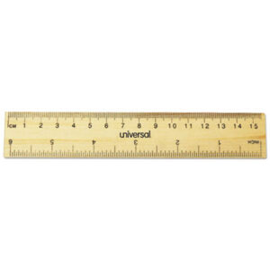 (UNV59024)UNV 59024 – Flat Wood Ruler, Standard/Metric, 6" Long by UNIVERSAL OFFICE PRODUCTS (2/PK)