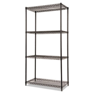 Alera; Black; Furniture; Heavy-Duty; Industrial/Commercial; Open Unit; Shelf/Shelves; Shelves; Shelving; Shelving Unit; Starter Unit; Wire; Racks; Ledges; Trestles; Books; Repisa; Wire Shelves; Wire Shelving; Wire Shelf