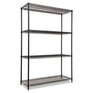 Alera; Black; Furniture; Heavy-Duty; Industrial/Commercial; Open Unit; Shelf/Shelves; Shelves; Shelving; Shelving Unit; Starter Unit; Wire; Racks; Ledges; Trestles; Books; Repisa; Wire Shelves; Wire Shelving; Wire Shelf