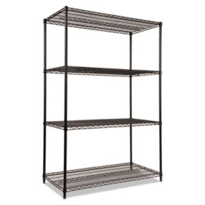 Alera; Black; Furniture; Heavy-Duty; Industrial/Commercial; Open Unit; Shelf/Shelves; Shelves; Shelving; Shelving Unit; Starter Unit; Wire; Racks; Ledges; Trestles; Books; Repisa; Wire Shelves; Wire Shelving; Wire Shelf