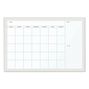 (UBR2075U0001)UBR 2075U0001 – Magnetic Dry Erase Calendar with Decor Frame, One Month, 30 x 20, White Surface, White Wood Frame by U BRANDS (1/EA)