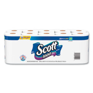 (KCC20032CT)KCC 20032CT – Standard Roll Bathroom Tissue, Septic Safe, 1-Ply, White, 1,000 Sheets/Roll, 20/Pack, 2 Packs/Carton by KIMBERLY CLARK (2/CT)