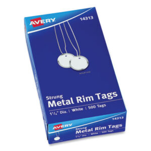 1-1/4" Diameter; AVERY; Marking Tags; Metal Rim; Strung; Tag; Tags; White Tags; White Twine; Inventory-Cards; Pricing; identifiers; Distinguishing; Tracking; Retail