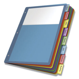 8-Tab; Assorted; CARDINAL; Extra-Tough; Poly Index Dividers; Single Pocket; 8 Tab; Eight Tab; Blank Tabs; Recordkeeping; Filing; Systems; Cataloging; Classification